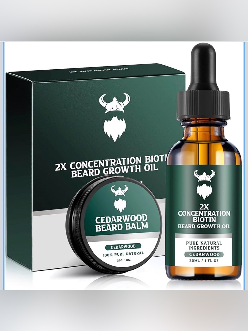 Cedarwood Beard Balm & 2X Biotin Beard Growth Oil - Natural Beard Care Set